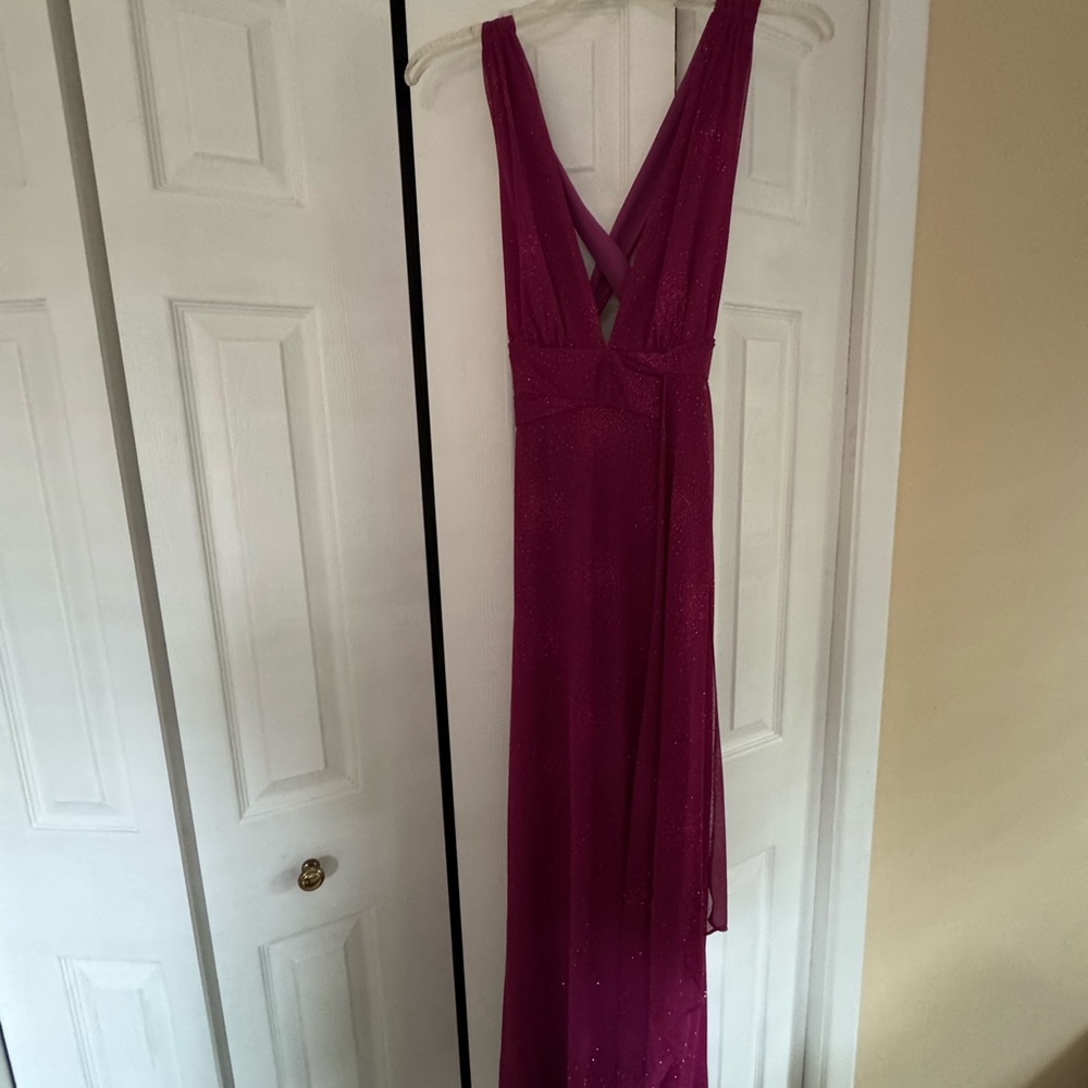 Morgan & Co. Fuchsia Backless Dress